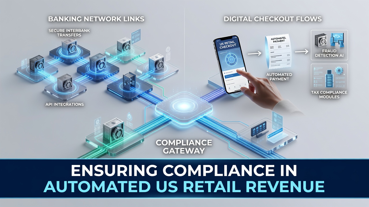 Illustration of compliance checkpoints within automated retail payment processing networks