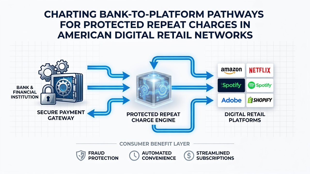 Flow diagram highlighting verification checkpoints between banking institutions and retail platforms