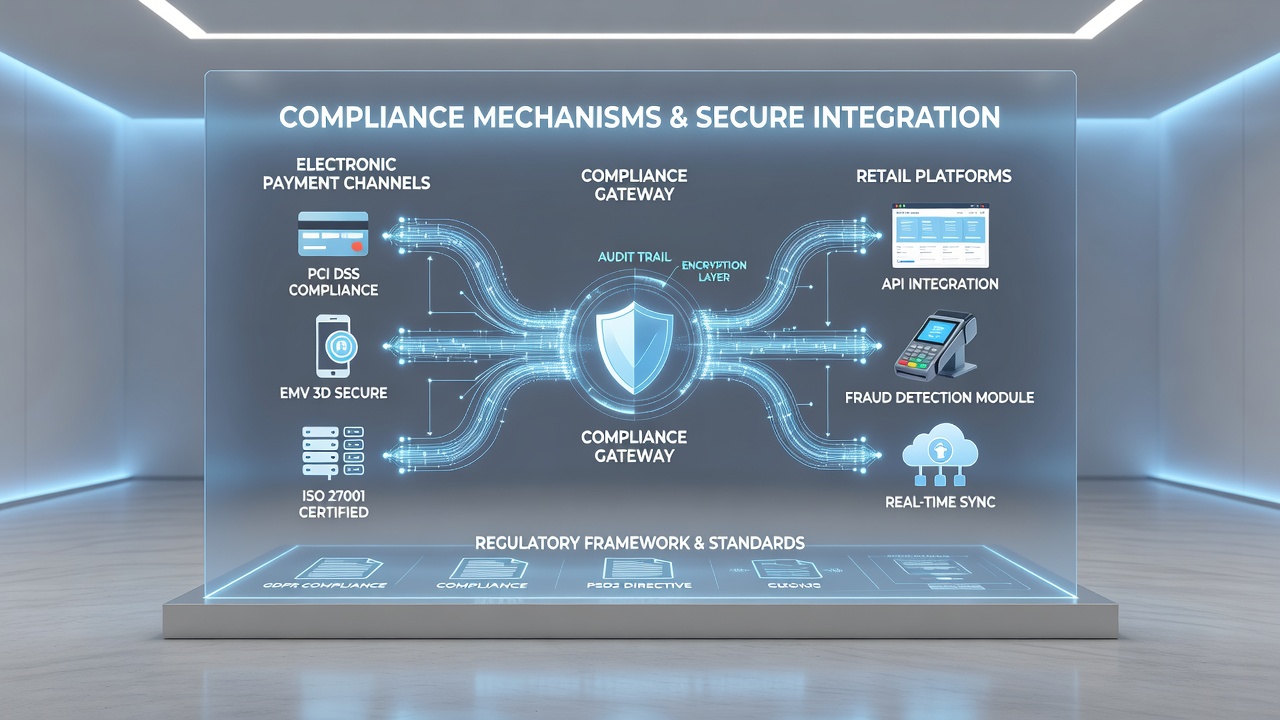 Flowchart illustrating authorization workflows and audit processes between banks and retail systems
