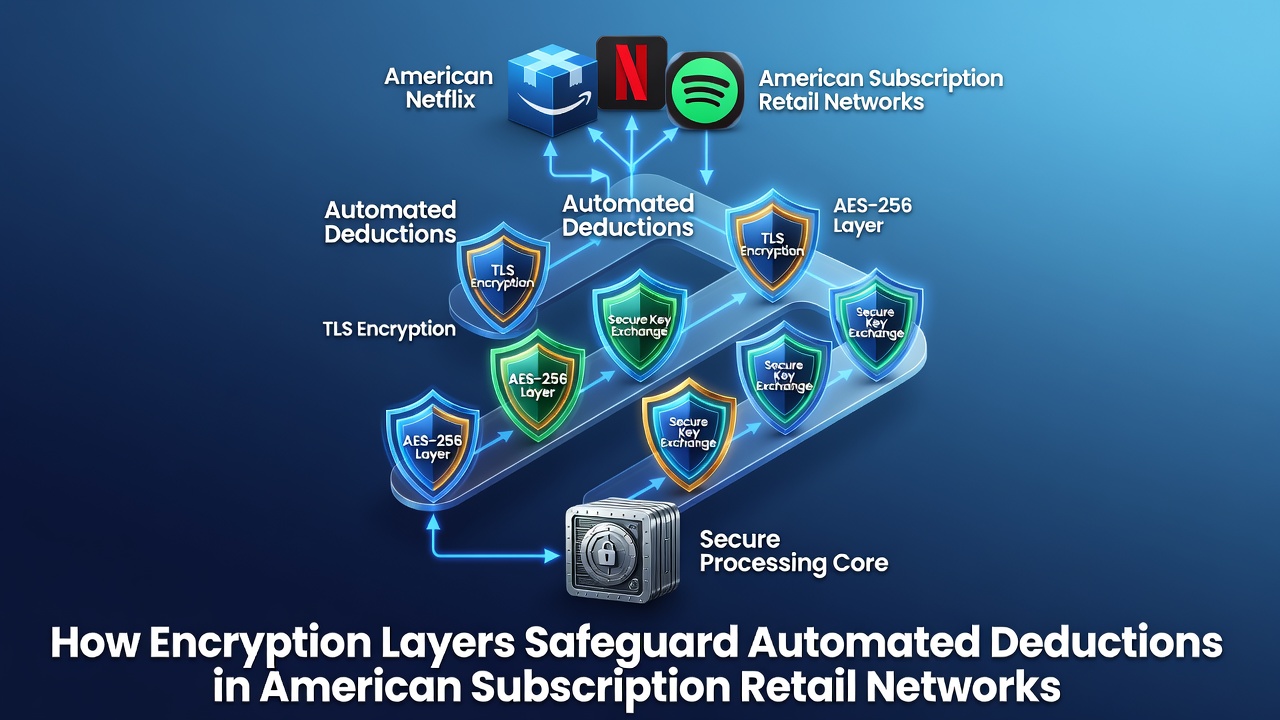 Encryption layers protecting data flows in automated subscription billing systems